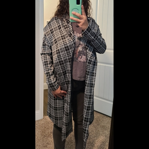 Eluminary plaid jacket long blazer sweater large - Picture 4 of 5